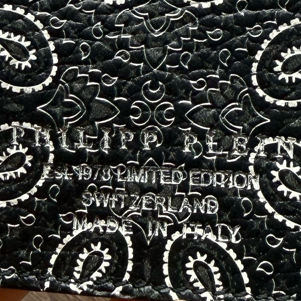 BNWT Philipp Plein Black & White Paisley Leather Credit Cards Holder / Wallet - Picture 7 of 16